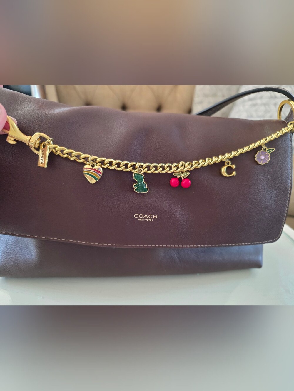 COACH Motif Chain Bag Charm Accessories Gold Chain